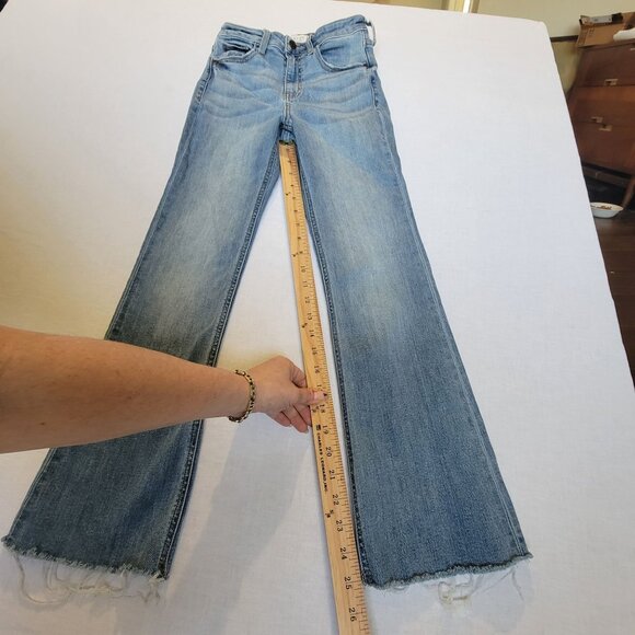 Harper Heritage Flare Jeans Womens 0/ 24 Lightwash Cropped Frayed Hem - Picture 6 of 6